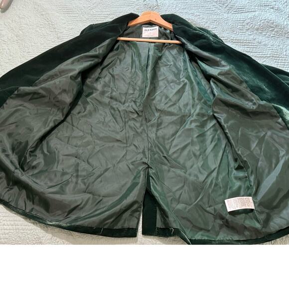 Emerald Green Velvet Long Blazer Size Large Holiday Christmas Party Old Navy - Picture 8 of 15